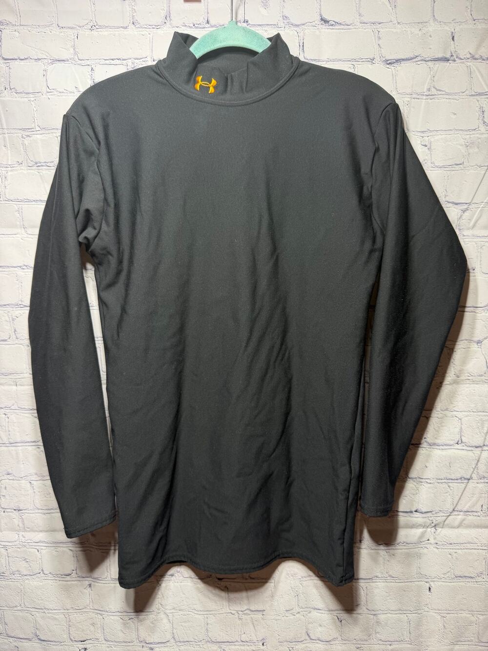 Under Armour Mens Mock Neck Cold Gear Long Sleeve Shirt Black Sz XL
